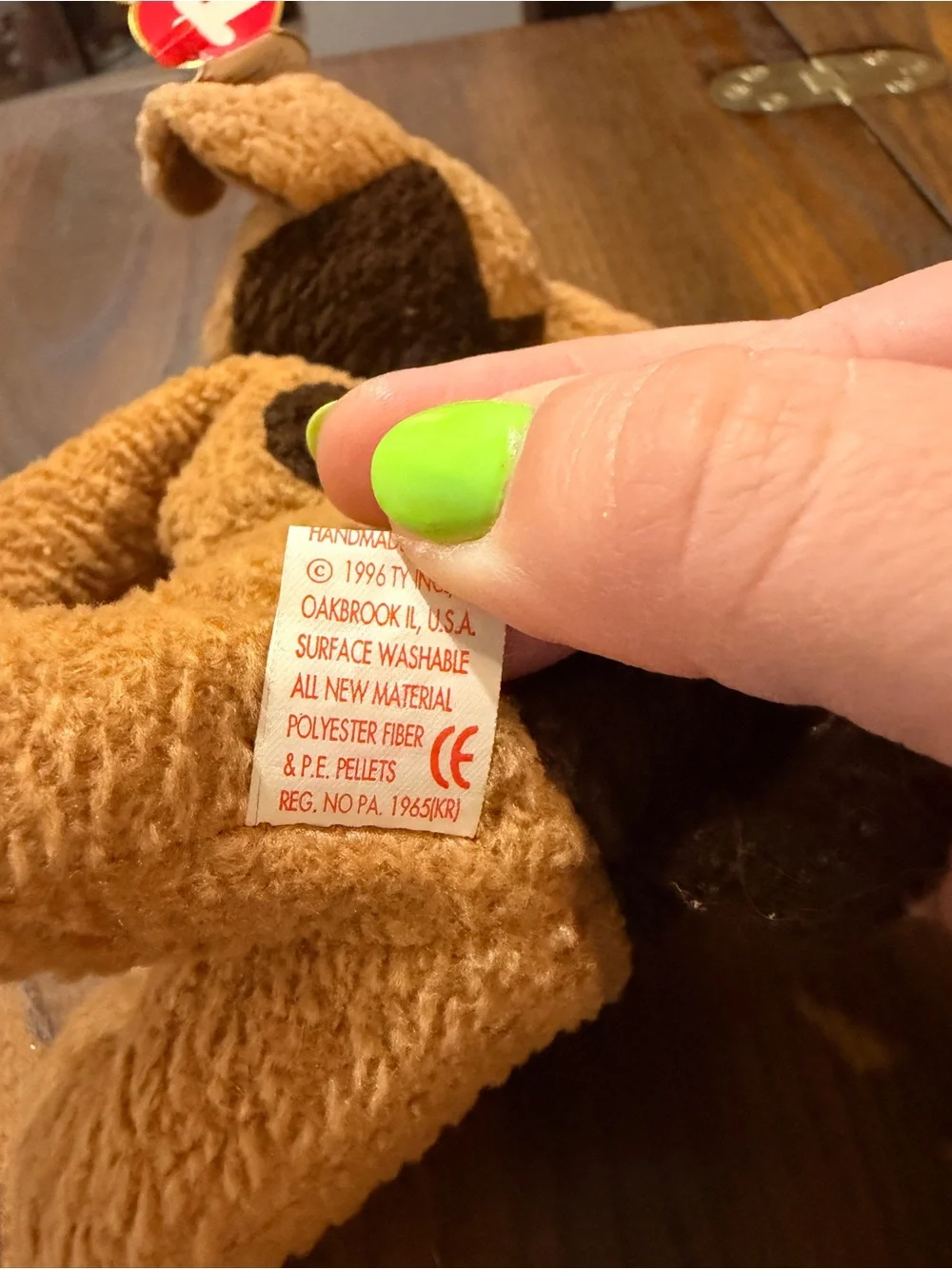 1996 Ty Beanie Baby Brown Plush Puppy - Soft Collectible Dog